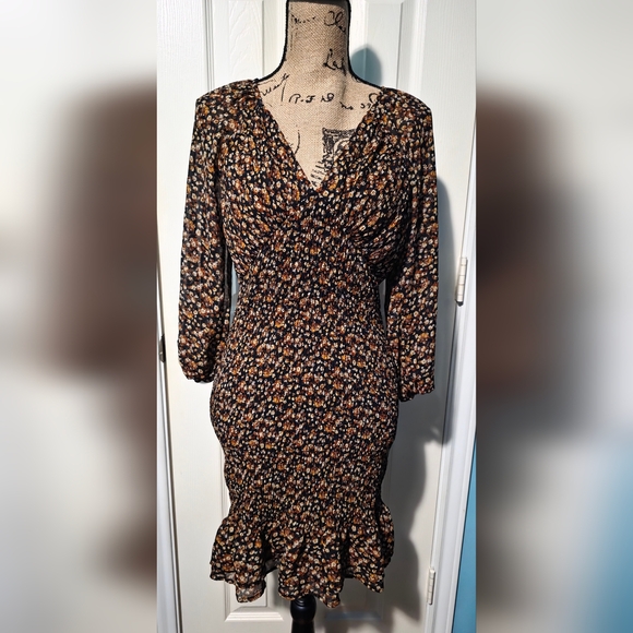 Skies Are Blue Dresses & Skirts - Skies Are Blue Autumn Floral Long Sleeve Dress